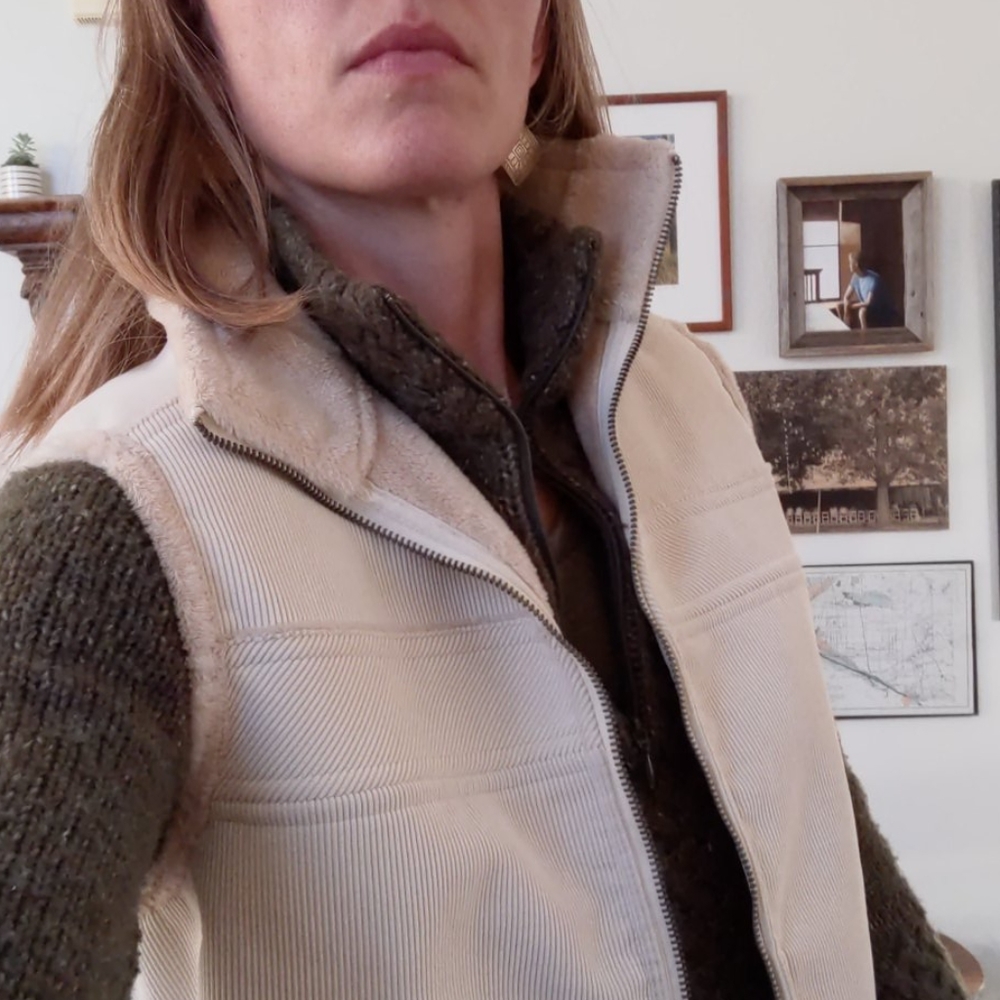 Woolrich corduroy and faux fur lined zip up vest